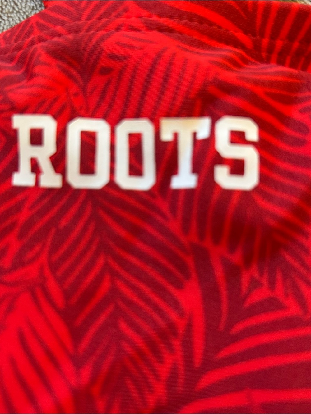 NWT Roots Red Leaf-Pattern One-Piece Swimsuit Size 18 - Picture 2 of 9